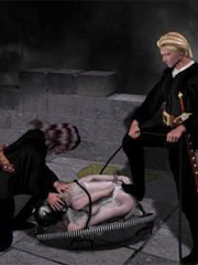Hot russian blonde gets gagballed and doublepenetrated by her capturers. tags: bdsm art, naked girl, sexy boobies.